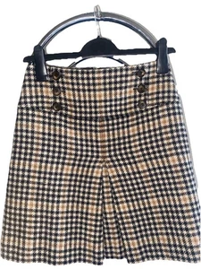 HOBBS - UK 6 Black & Beige Check Skirt 100% Wool, silky lining W26” L18” ex cond - Picture 1 of 5