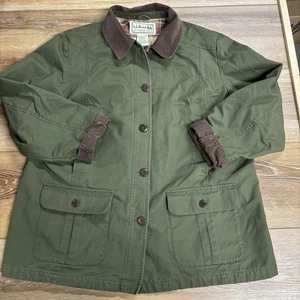 LL Bean Damen grün Barn Chore Mantel Jacke Flanell gefüttert XL Petite Cord - Bild 1 von 12