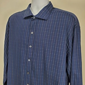 Bugatchi Classic Fit Men's Size 3XL Geometric Check Long Sleeve Casual Shirt - Picture 1 of 10