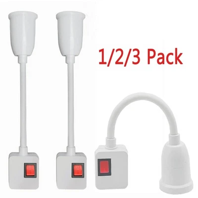 1/2/3 Pack E26 E27 LED Light Bulb Lamp Holder Flexible Extension Adapter Socket - Image 1 of 4