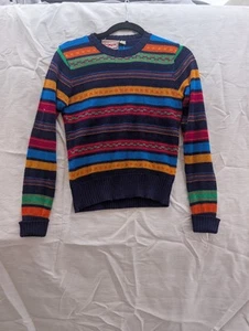 VINTAGE 70S WOMENS Multicolor ACRYLIC HIPPIE SWEATER L - Picture 1 of 3