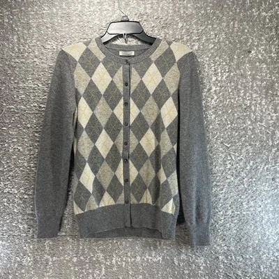 Tweeds 100% 2-ply Cashmere Botton Front Sweater Cardigan Medium Geometric Preppy - Image 1 of 4