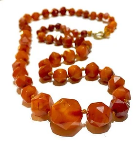 Rare Georgian Victorian rose cut BUTTER SCOTCH CARAMEL amber 15k clasp necklace - Picture 1 of 11