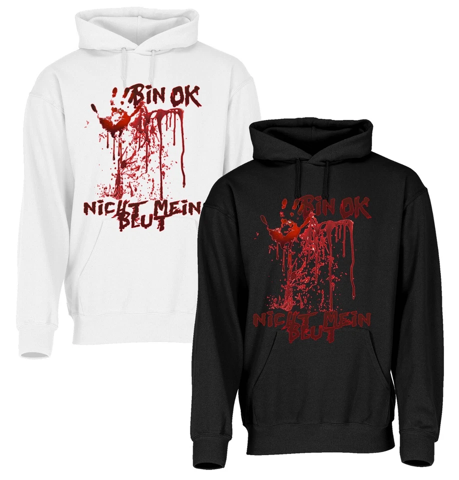Halloween Kostüm Kapuzenpullover, Hoodie, Pullover, Blut, Blutspritzer, Funshirt - Bild 1 von 4