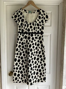 Boden Baumwolle gepunktet tailliert gefüttert Kleid Größe 8L - Bild 1 von 4