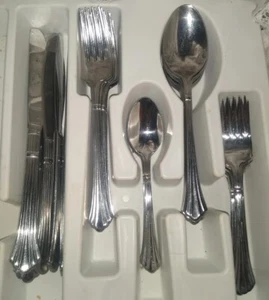 Cuchillos de cena cubiertos de acero inoxidable brillante Estia Dorian 77 piezas tenedores cucharas COREA - Imagen 1 de 4