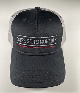 Bass Fishing Hat Mesh Back Black Gray Red Bass Baits Monthly Otto One Size New - Picture 1 of 5