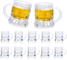Mini Beer Mugs, 1 Oz Clear Plastic Shot Glasses Beer Mug with Handles for Party 