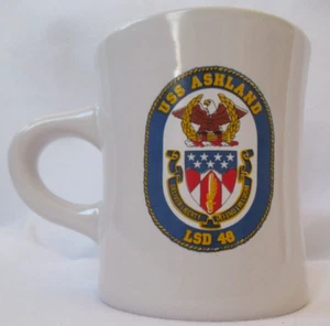 USS ASHLAND LSD 48 HEAVY DINER COFFEE MUG - Picture 1 of 6