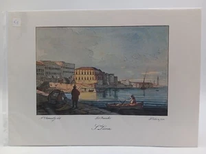 Riproduzione Stampa S. Lucia Vedute di Napoli di Achille Viannelli - Picture 1 of 1