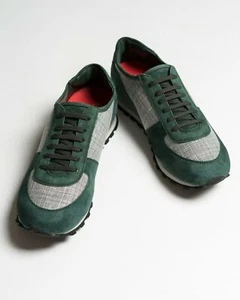 Isaia $795 Nuevo en Caja Verde Gris Gamuza Cachemira Zapatillas para Correr Zapatos 41 eu 8 EE. UU. - Imagen 1 de 7