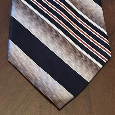 Corbata de cuello vintage Pierre Cardin negra naranja 100 % seda para hombre hecha en EE. UU. Foto 1 de 4