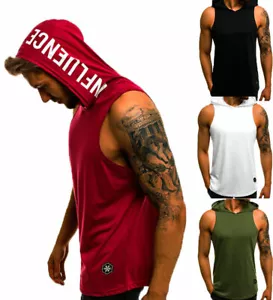 Camiseta Para Hombres Sudaderas Con Capucha Sin Mangas Tanque Deportivo Chaleco - Bild 1 von 12