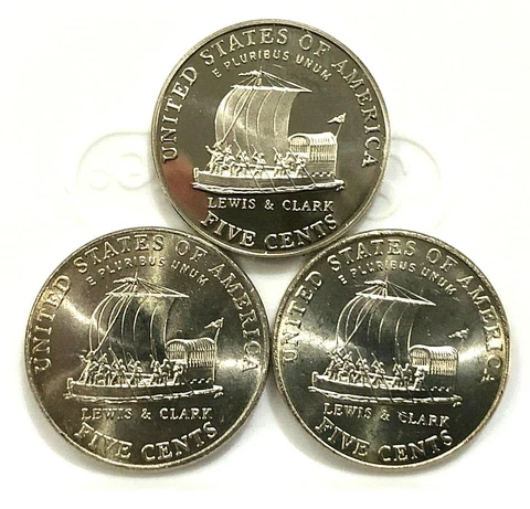 2004 P D S Keelboat Western Journey Jefferson Nickel Set (3 Coins) Cover