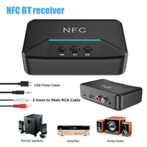 3.5mm BT(Blue-tooth) 5.0 Receiver Wireless AUX NFC to 2 RCA Audio Stereo Adapter - Picture 1 of 7