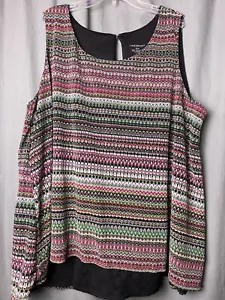 Camicia canottiera LANE BRYANT a righe multicolore foderata senza maniche taglia 22/24 - Foto 1 di 12