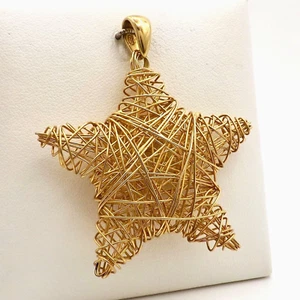Veronese Italy Gold Over Sterling Silver Wire Wrap Star Charm Pendant - Picture 1 of 5