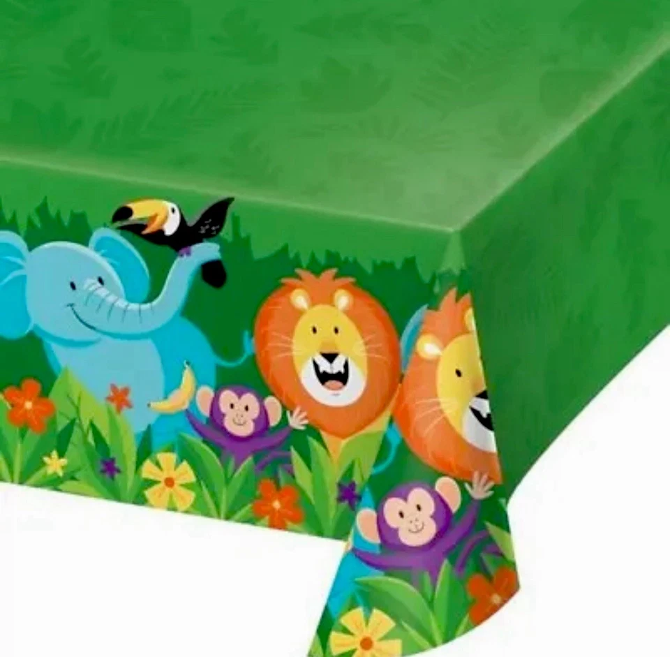 Jungle Safari Plastic Banquet Tablecloth 54" x 102" Birthday Party Decorations - Image 1 of 2