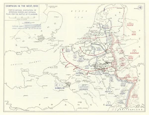 2. Weltkrieg. Invasion Belgien & Niederlande 1940. Streitkräfte / Deutscher Plan 1959 Karte - Bild 1 von 1