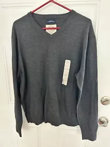 NUEVO CON ETIQUETAS SUÉTER GRIS SUPER SUAVE ST. JOHN'S BAY CUELLO EN V PARA HOMBRE L - Imagen 1 de 4