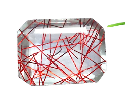 39 CT Natürlich Rot Smaragd Schliff Rutil- Quarz Dublette Zertifiziert Edelstein - Bild 1 von 4