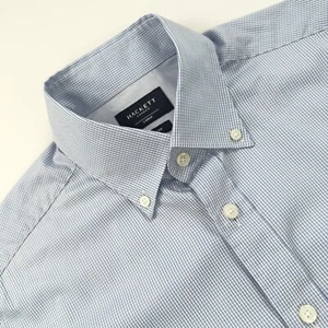 HACKETT Check Shirt L Large Blue Slim Fit - Picture 1 of 13