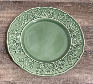Bordallo Pinheiro Portugal Salad Dinner Plate 10 3/4”Green Rooster Hen Farmhouse - Picture 1 of 9