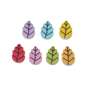 30pcs Cute Leaf Wooden Buttons for Crafts Sewing Scrapbooking DIY Decor 20x13mm - Picture 1 of 6