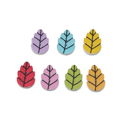 30pcs Cute Leaf Wooden Buttons for Crafts Sewing Scrapbooking DIY Decor 20x13mm - Image 1 of 4