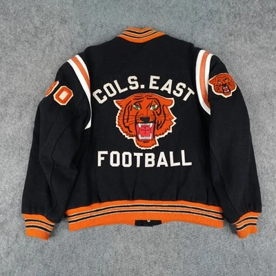 VTG Varsity Jacket Mens 48 Black Orange Columbus East High Tigers Letterman Ohio - Image 1 of 4