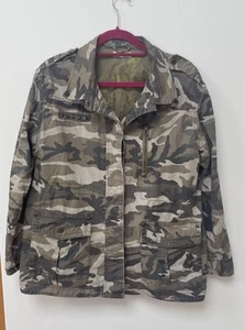 M&S Marks And Spencer browns Camouflage Cotton Jacket Size L 12-14 - Picture 1 of 24