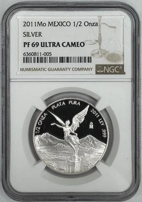 2011 Mexico Libertad 1/2 oz. Silver Coin NGC PF69 Ultra Cameo - Image 1 of 2
