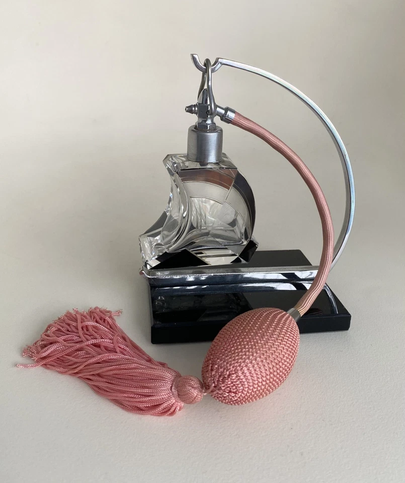 RARE ANTIQUE ART DECO KARL PALDA ‘SWING’ PERFUME ATOMISER AND CHROME STAND  - Image 1 of 4