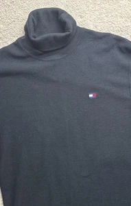 Vtg Tommy Hilfiger Turtleneck Minimalist Sweater Black Knit 90s Y2K Men’s XL - Picture 1 of 5