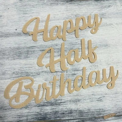 Happy Half Birthday beige felt fabric material letters celebration decorations - Image 1 of 3