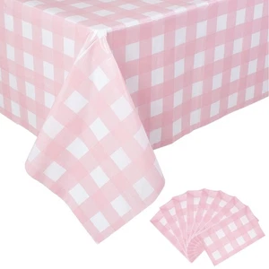 8 Packungen Rosa und Weiß Kariert Tischdecken 54 x 108 Zoll Einweg Party... - Bild 1 von 8