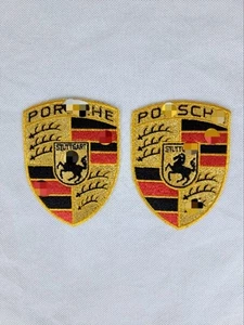 2pcs Car Racing Pors-che Logo Patches – Embroidered Iron On Motorsport Badges - Picture 1 of 6