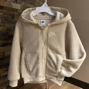 Nike Youth Jacket Ivory zip up, hood, pockets, embroidered logo, size small - Picture 1 of 8