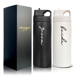 Paare Geschenke Reisebecher 2er Set Braut und Bräutigam Flitterwochen Reisebecher... - Bild 1 von 8