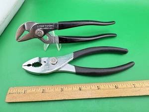 Lot Of 2 USA Craftsman Pliers Black Grip Handles WF 45385 & 45378 NICE - Picture 1 of 9