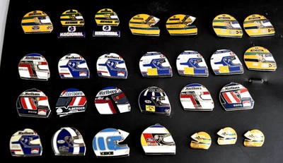 27- Vintage Formula One Racing Helmet Enamel Lapel Pins: Schumacher, Prost RARE! - Image 1 of 4
