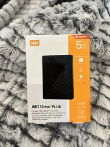 Western Digital WD DRIVE PLUS 5TB PORTABLE HDD USB-C Windows Mac (3705) - Picture 1 of 2