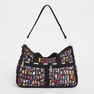 LeSportsac Nylon Weekender Tasche Funky Alphabet Charakter Print Schwarz Mehrfarbig - Bild 1 von 14