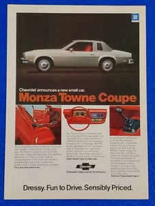 1975 CHEVY MONZA TOWNE COUPE ORIGINAL PRINT AD CHEVROLET MAKES SENSE FOR AMERICA - Picture 1 of 1