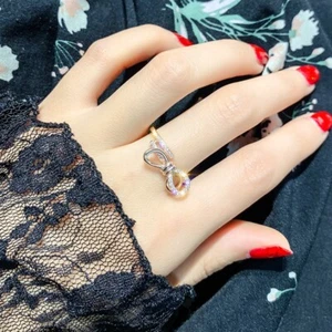 Half-encrusted crystal bow infinite ring - Picture 1 of 6