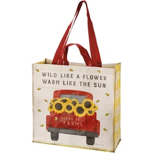 NEW!~Market Tote~"Wild Like A Flower Warm Like The Sun"~Shopping Bag/Purse - Picture 1 of 1