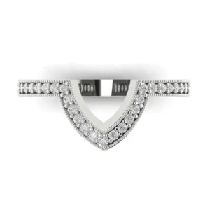 0.37ct Round chevron V shape Stacking engagement  Wedding Band 14k White gold - Picture 1 of 11