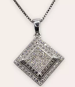 Fine 925 Sterling Silver Mirco Pave CZ Pendant Necklace With Chain 18″ LA5968 - Picture 1 of 9