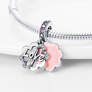 Love For Etenrity Ewige Blume Herz Hänger Charm Sterlingsilber 925 - Bild 1 von 6