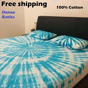 Tie Dye Bedsheets Duvet 100% cotton Queen Size Bedspread 2 pillow case Home made - Picture 1 of 1